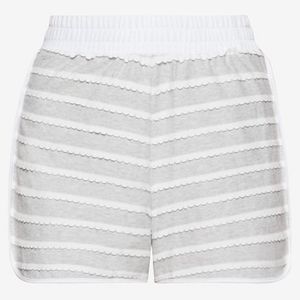BCBGeneration scalloped stripe shorts, 31", gray